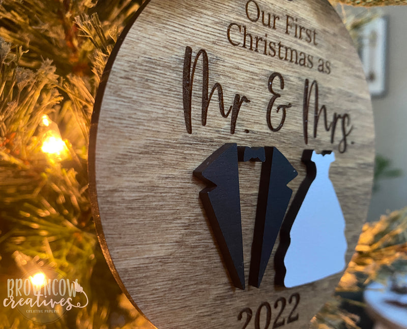 First Christmas as Mr. and Mrs. Christmas Ornament, Wedding Gift, Wedding Ornament