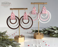 Valentine's Day Nested Circle Earrings with Leather Topper