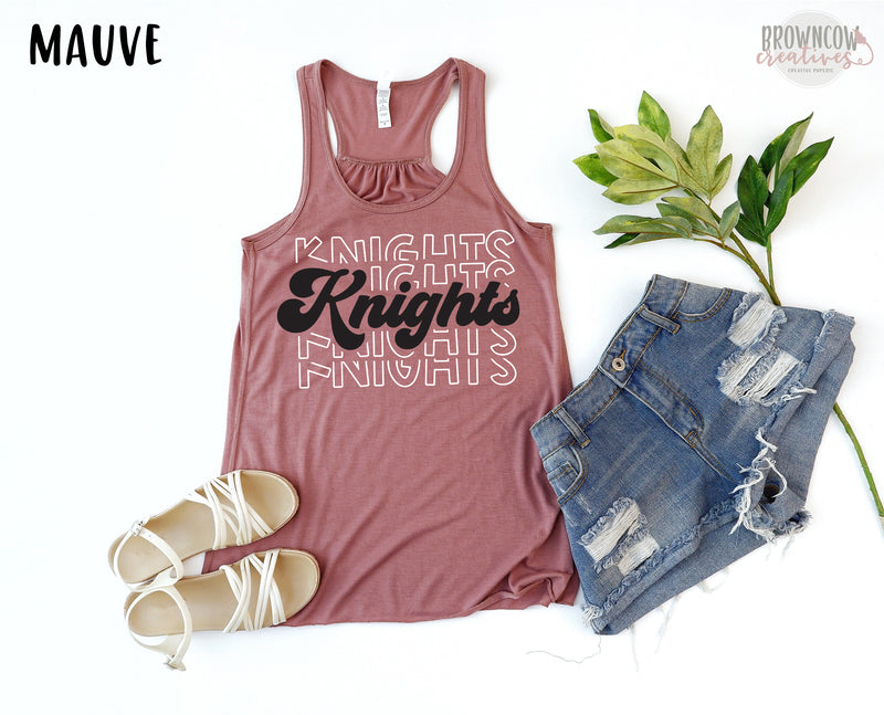 Retro Script Stacked Flowy Racerback Tank