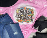 Stay Sweet Halloween Bubblegum Pink Bleached T-Shirt
