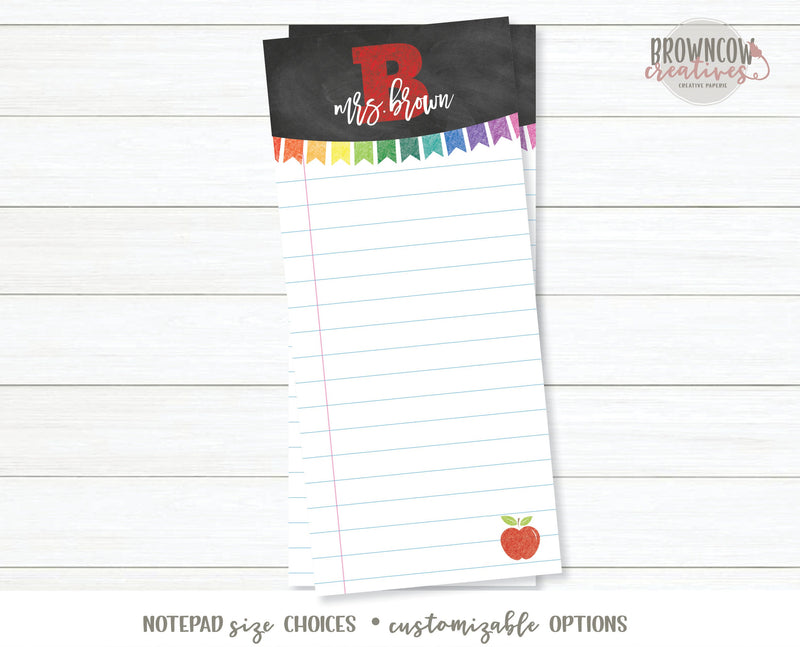 Personalized Teacher Notepad, Teacher Gift, Notepad, Back to School Gift, Back to School Pad, Free Shipping!