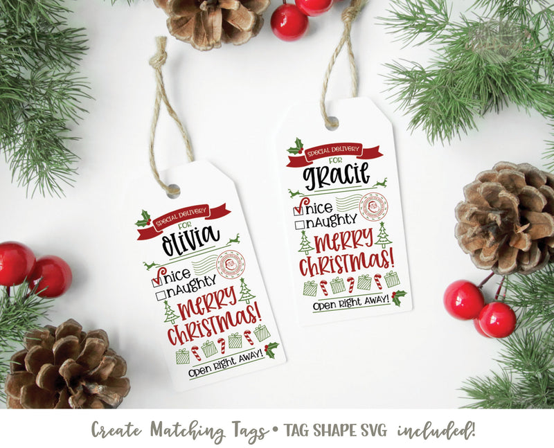 Santa Sack SVG Cut File, Santa Tag SVG Cut File, Santa Sack Craft Files, North Pole Sack Cut & Craft Files