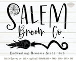Salem Broom Co SVG, Halloween SVG File, Cut File for Halloween Craft, Vintage Halloween Sign SVG