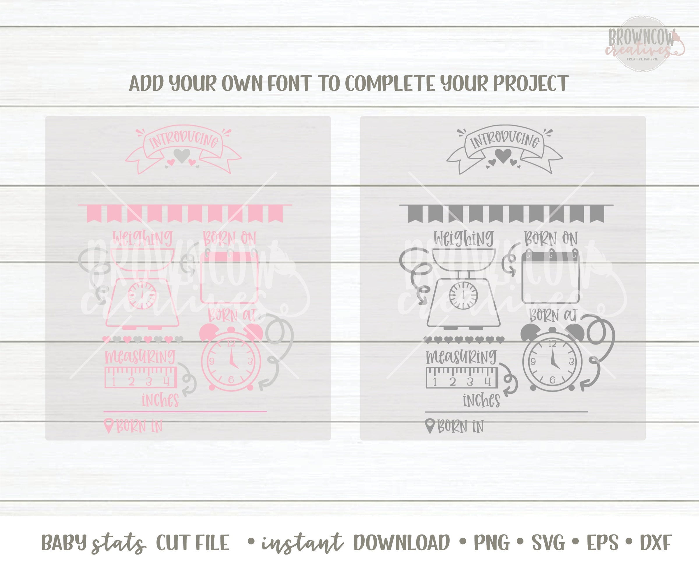 Baby Stats SVG File, Baby Stats Announcement Cut File, Girl Birth Anno –  BrownCowCreatives