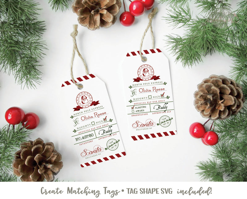 Santa Sack SVG Cut File, Santa Tag SVG Cut File, Santa Sack Craft Files, Authentic North Pole Sack Cut & Craft Files