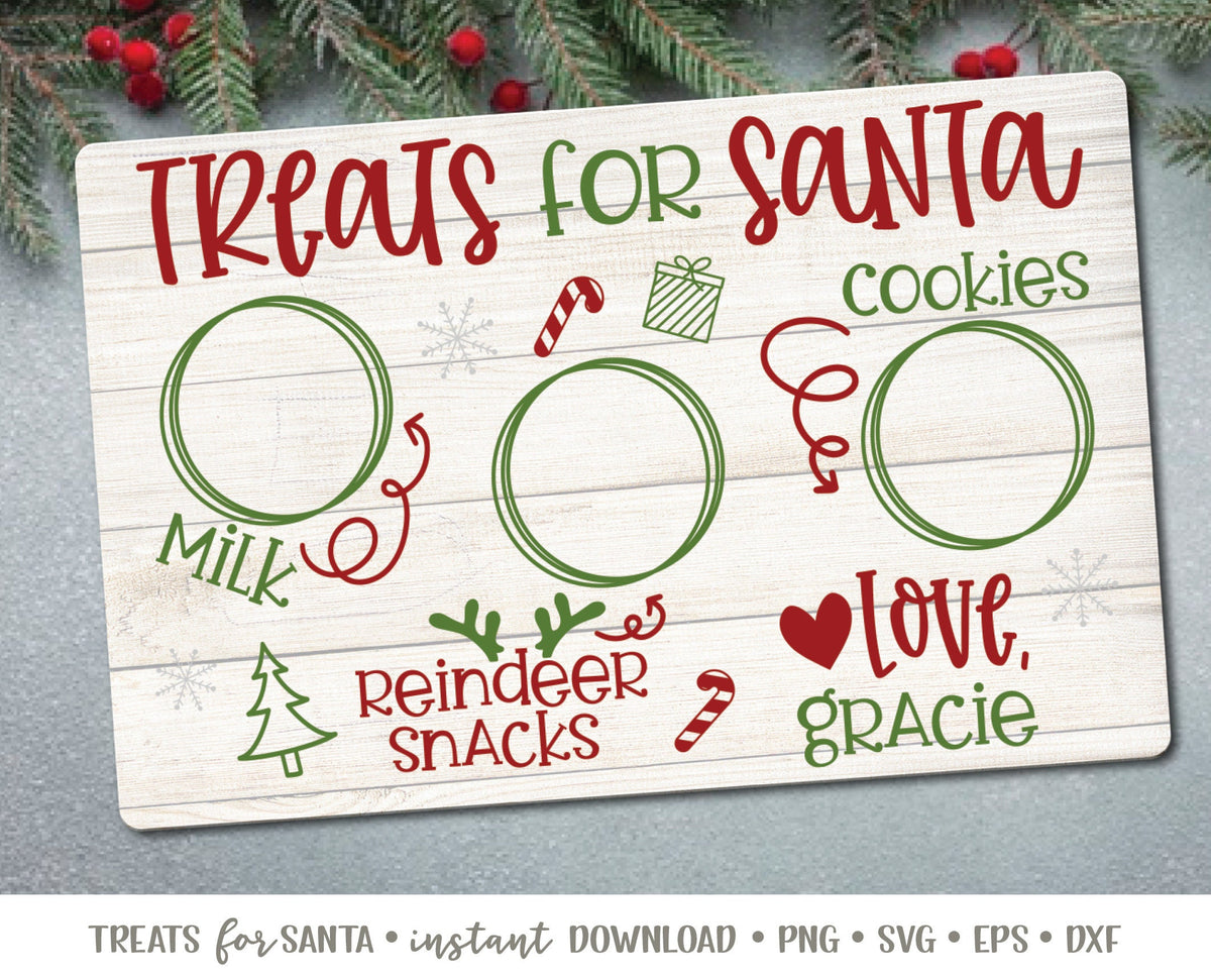Cookies for Santa Tray SVG, Cookies for Santa Plate SVG, Dear Santa Tray SVG, Treats for Santa