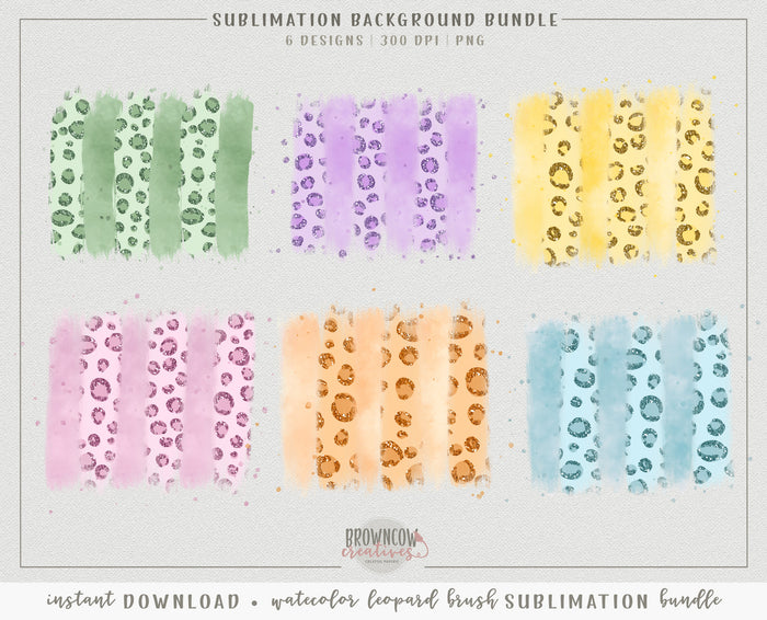 Brush Stroke Leopard Sublimation Bundle, Sublimation Backgrounds, Sublimation Brush Strokes, Glitter Brush Strokes, Leopard Brush Strokes
