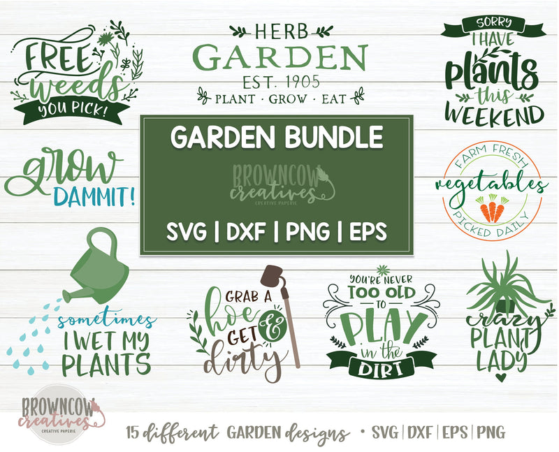 Garden Sign Cut Files Bundle, Garden SVG Bundle, Garden SVGs, Garden Cutting Files for Crafters