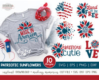 Patriotic Sunflower SVG, Patriotic Sunflower Cut Files, July 4th SVG, Fourth of July SVG, Fourth of July svg Bundle, Patriotic svg bundle