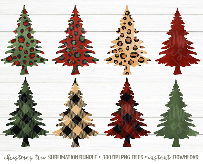 Leopard Christmas Tree Sublimation, Christmas Tree Sublimation Bundle, Christmas Tree Sublimation