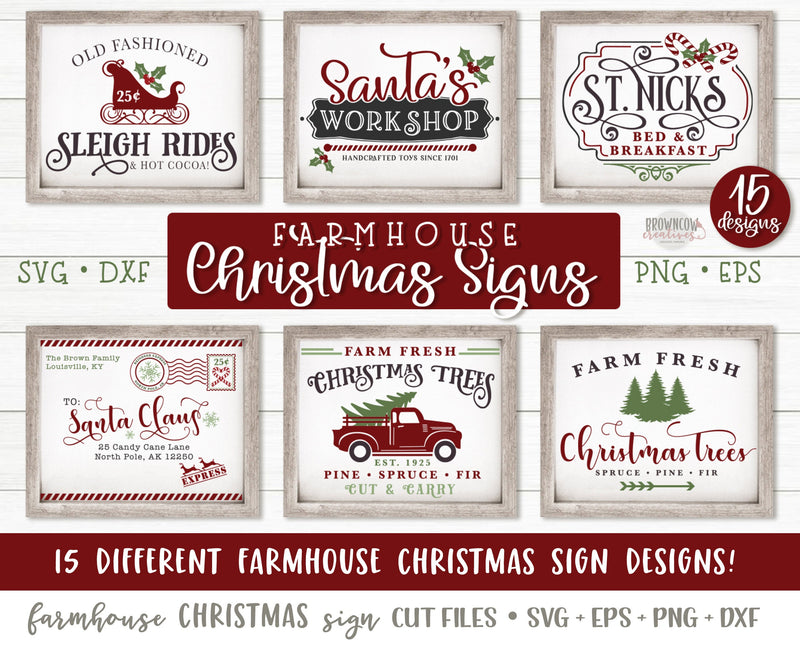 Farmhouse Christmas Sign SVG Bundle, Christmas SVG Bundle, Farmhouse Christmas Sign Cut Files