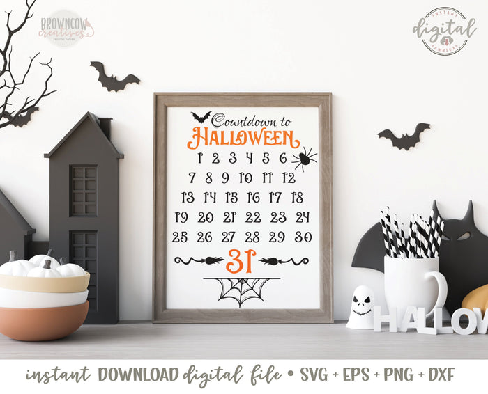 Halloween Countdown Sign SVG/Cut File, Halloween Sign SVG, Halloween SVG, Halloween Countdown Farmhouse Sign Cut File