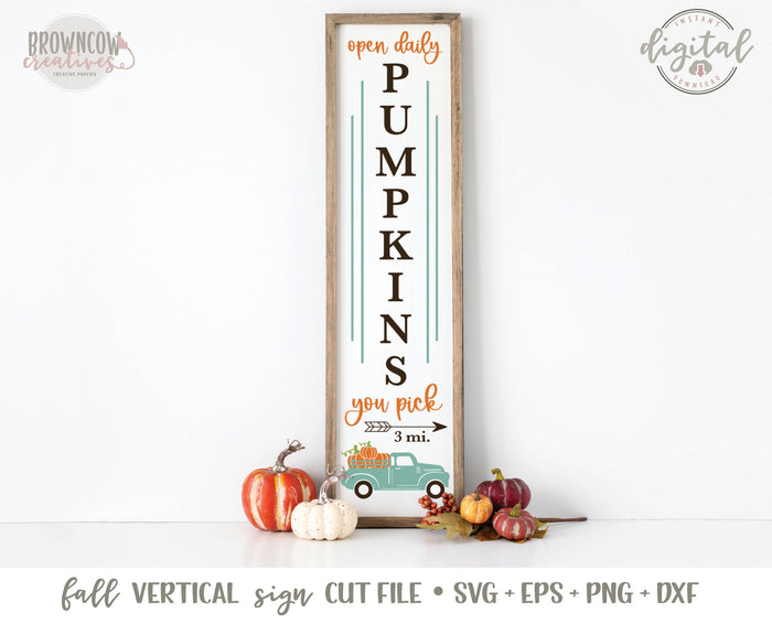 Fall Pumpkins Vertical Porch Sign SVG/Cut File, Instant Download Digital Fall Sign SVG