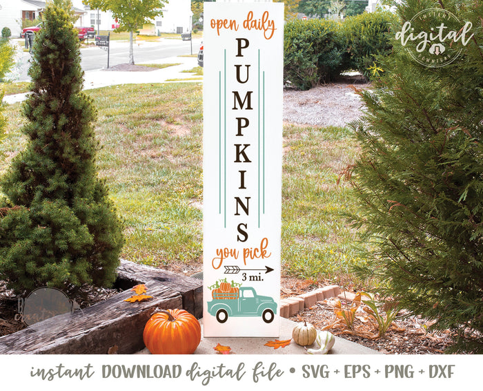 Fall Pumpkins Vertical Porch Sign SVG/Cut File, Instant Download Digital Fall Sign SVG