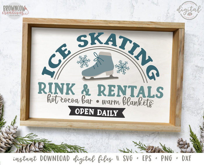 Ice Skating SVG, Winter Farmhouse Sign SVG/Cut File, Ice Skating Winter Farmhouse Sign Cut File