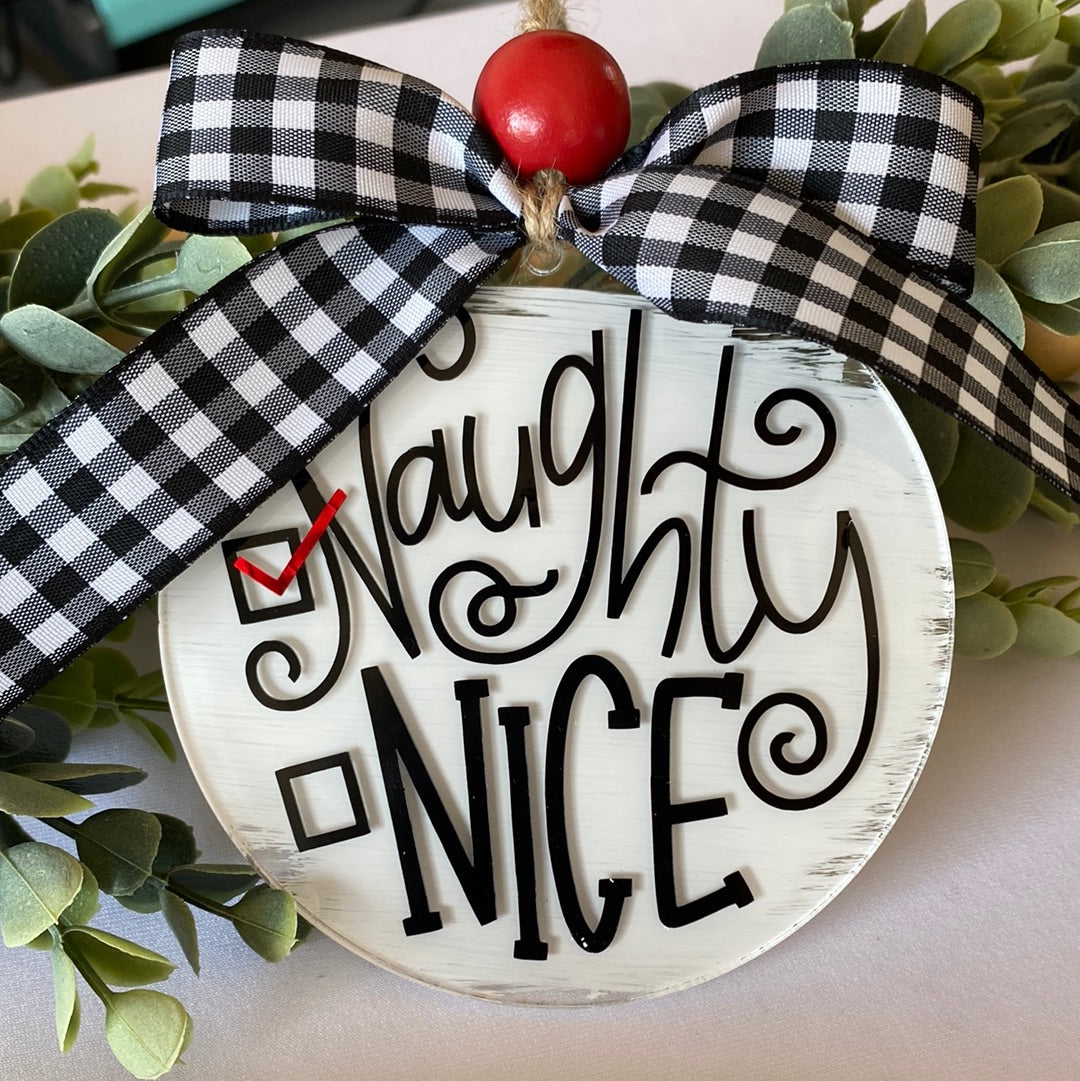 Naughty or Nice Acrylic Christmas Ornament